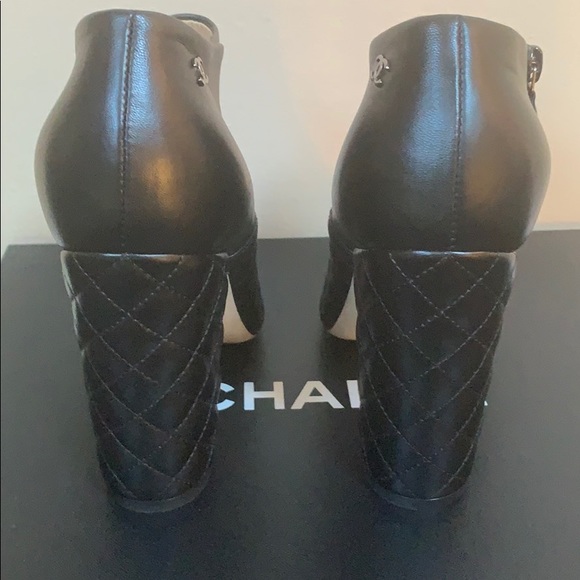 SOLD CHANEL NWT Chanel Black Lambskin Bootie. 38 - Picture 3 of 7